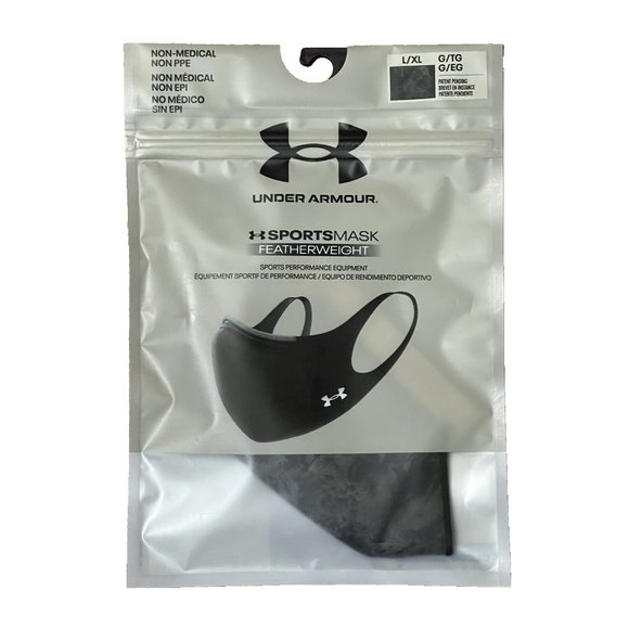 UNDER ARMOR UA Sports Mask Feather Weight UNISEX Pitch Gray-Black L/XL - Picture 4 of 4